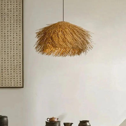 Lightsin Straw Stack Shaped Rattan Woven Pendant Light - House Comfort