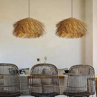 Lightsin Straw Stack Shaped Rattan Woven Pendant Light - House Comfort