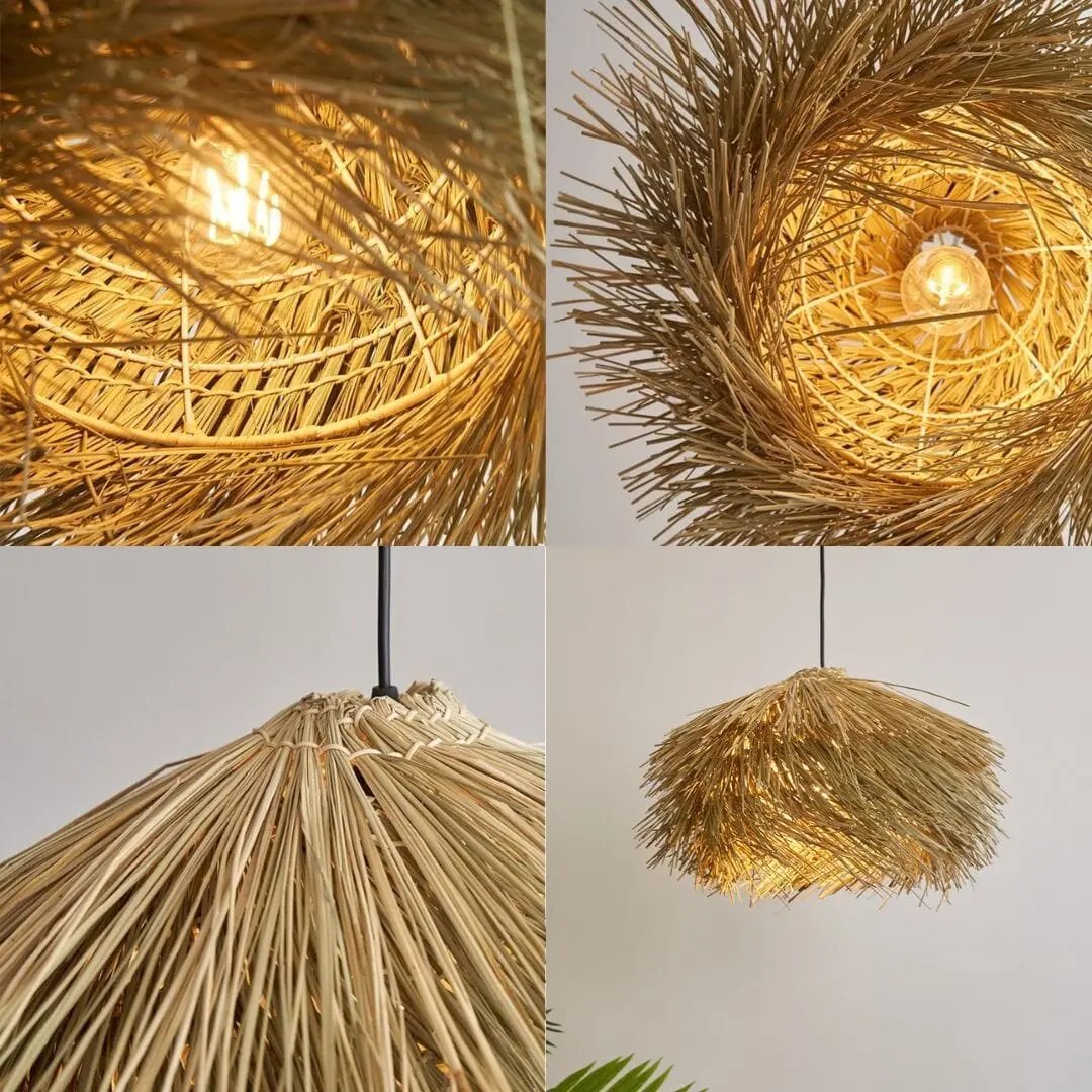 Lightsin Straw Stack Shaped Rattan Woven Pendant Light - House Comfort