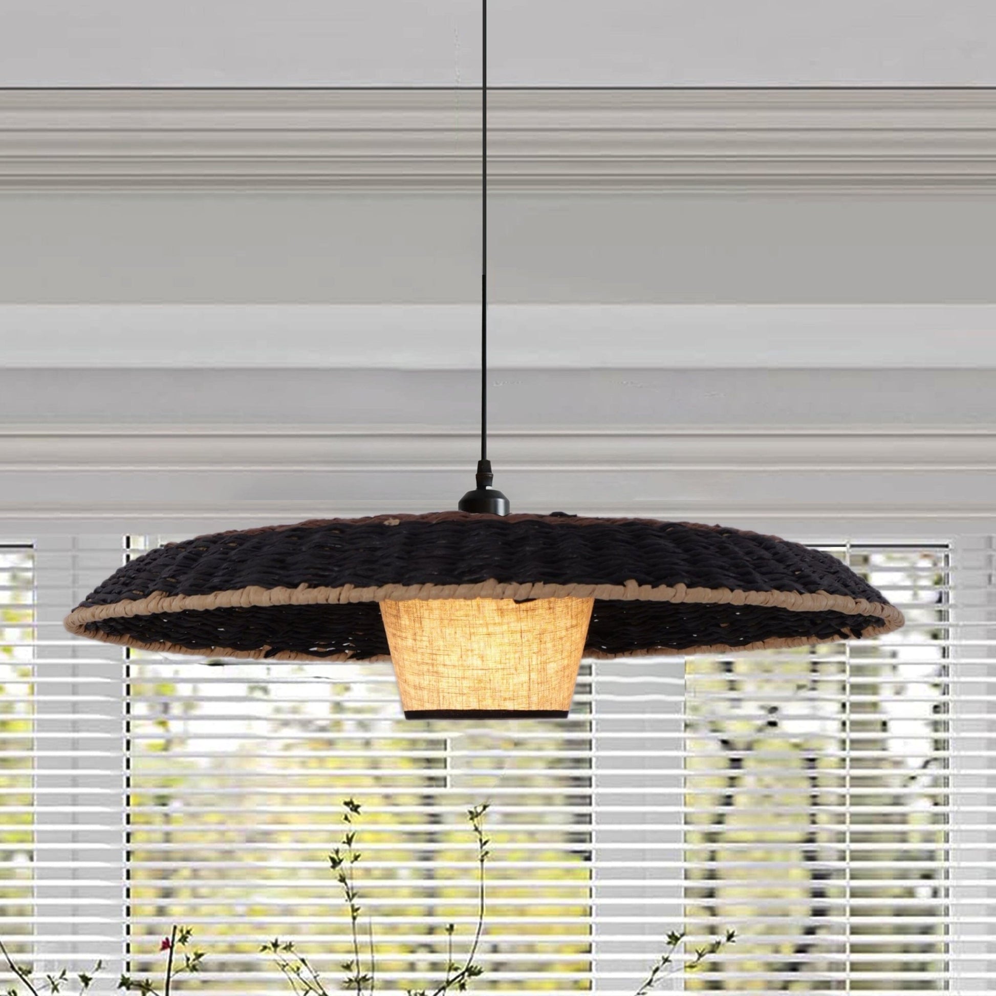 Lightsin Stylish Two - Tone Handwoven Pendant Light Fixture - House Comfort