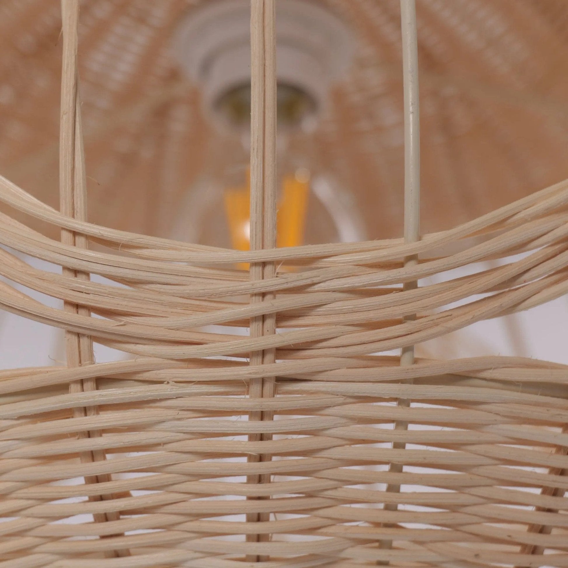 Lightsin Sustainable Handwoven Spherical Rattan Pendant Light with Wave Details - House Comfort