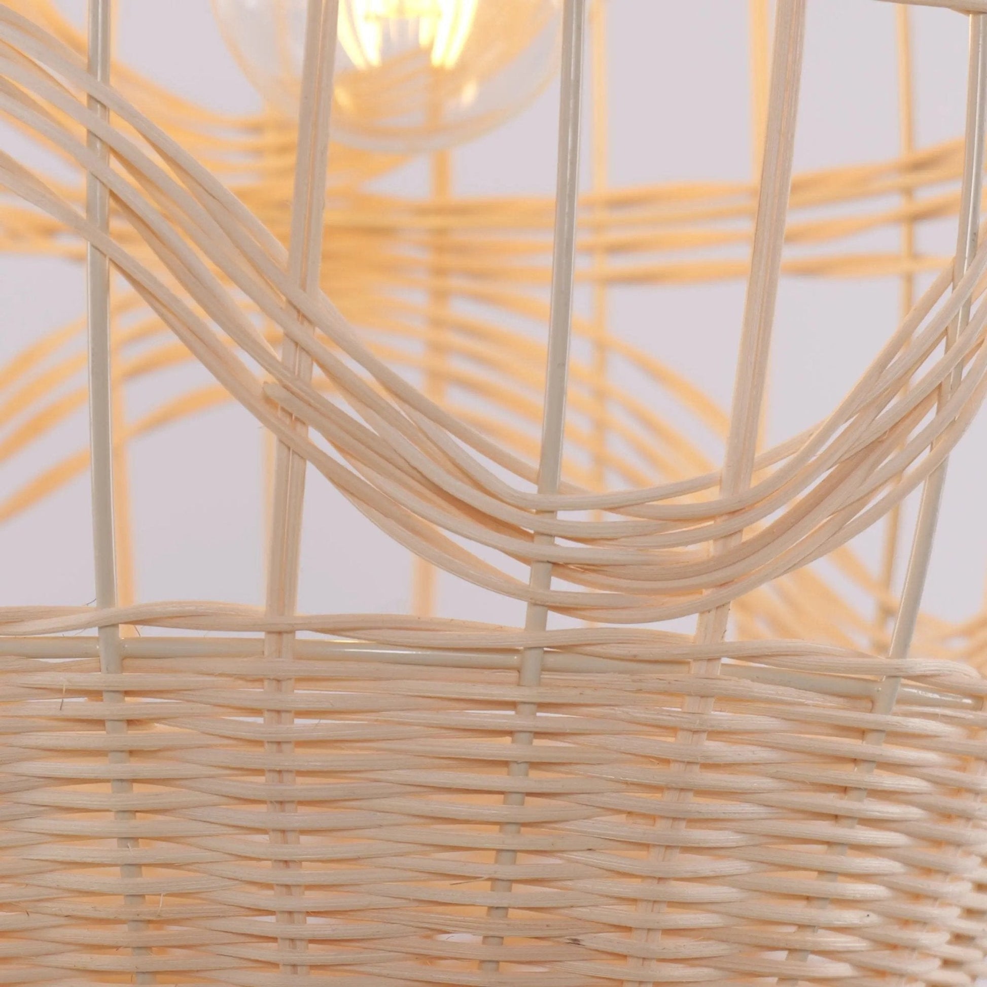 Lightsin Sustainable Handwoven Spherical Rattan Pendant Light with Wave Details - House Comfort