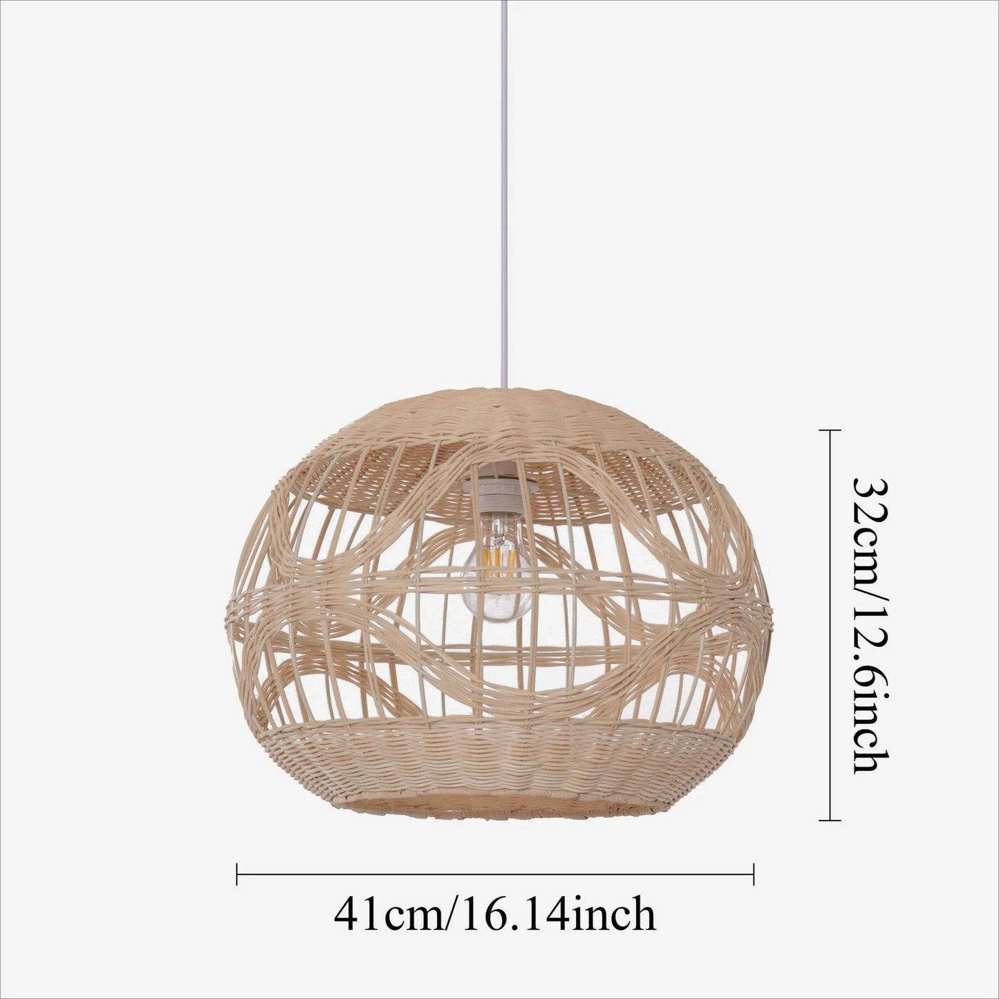 Lightsin Sustainable Handwoven Spherical Rattan Pendant Light with Wave Details - House Comfort