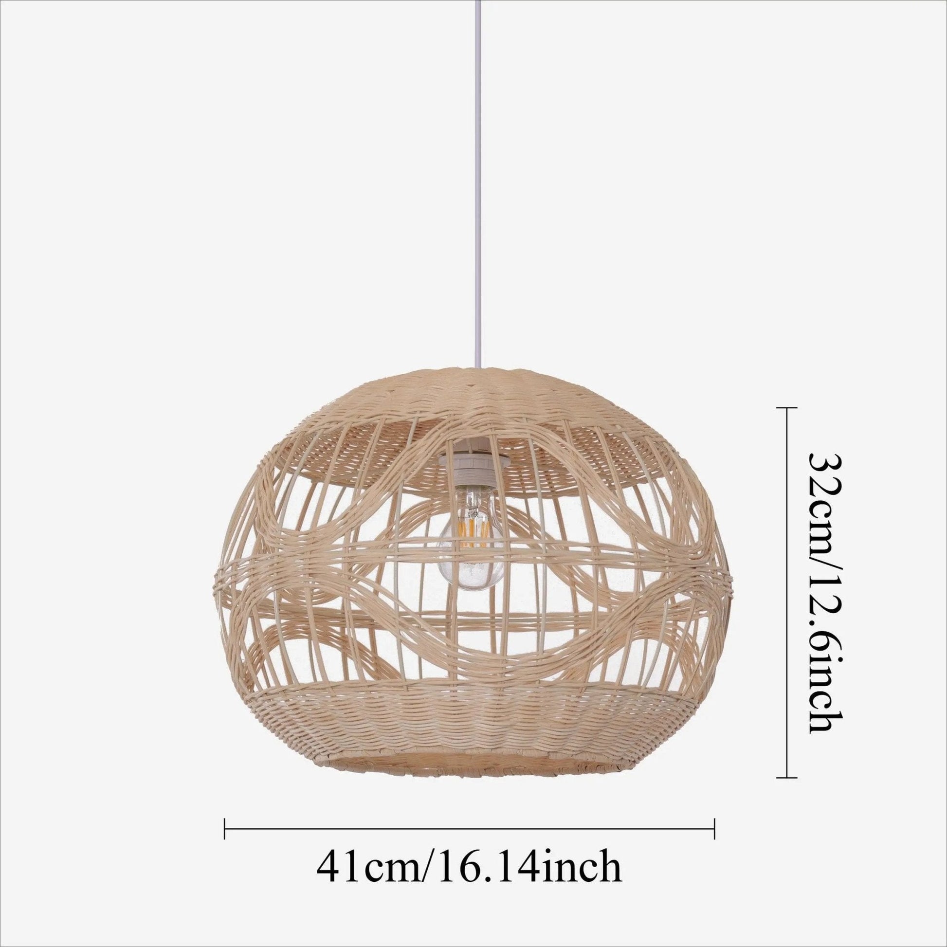 Lightsin Sustainable Handwoven Spherical Rattan Pendant Light with Wave Details - House Comfort