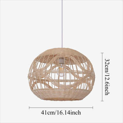 Lightsin Sustainable Handwoven Spherical Rattan Pendant Light with Wave Details - House Comfort