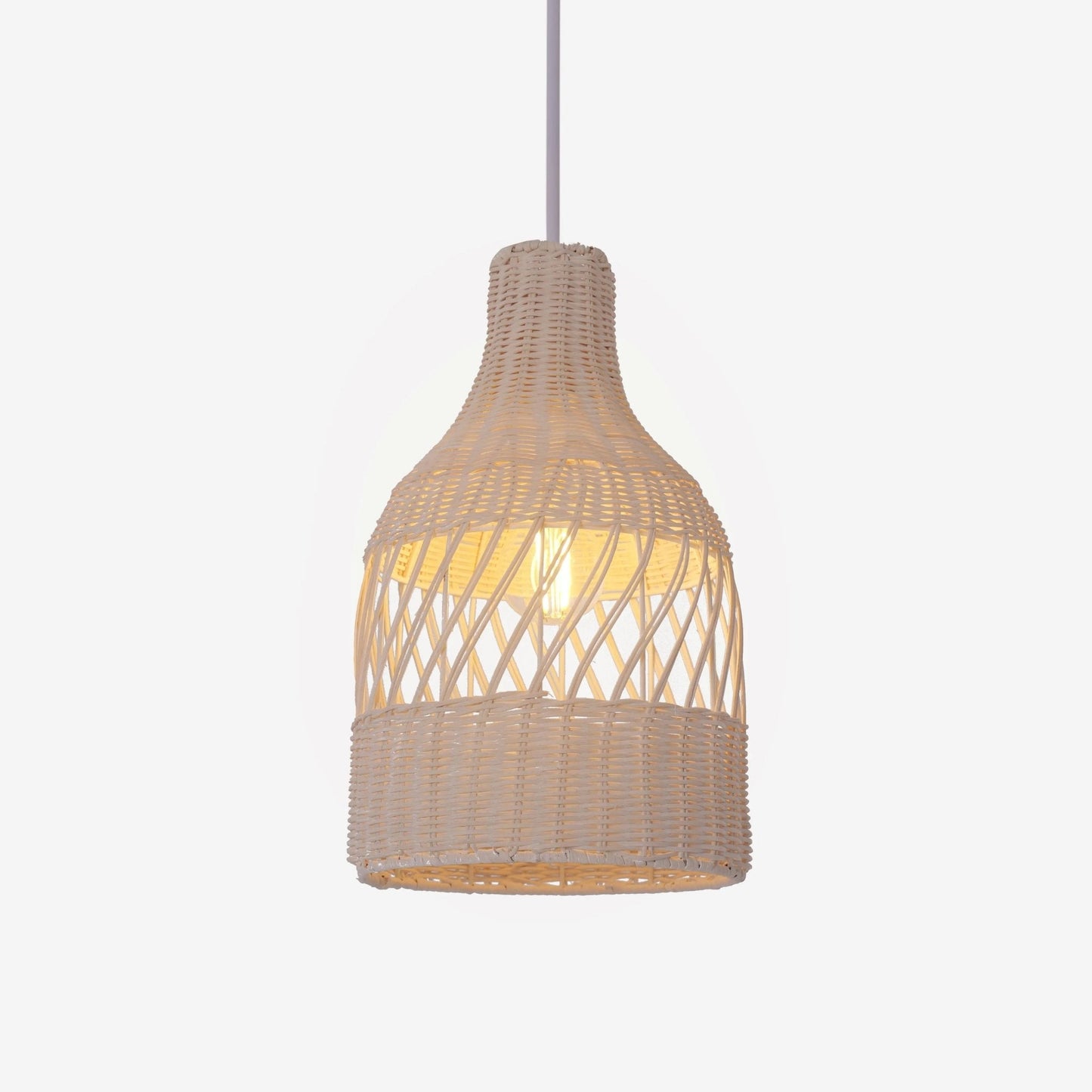 Lightsin Sustainable Handwoven White Rattan Light Fixture - House Comfort