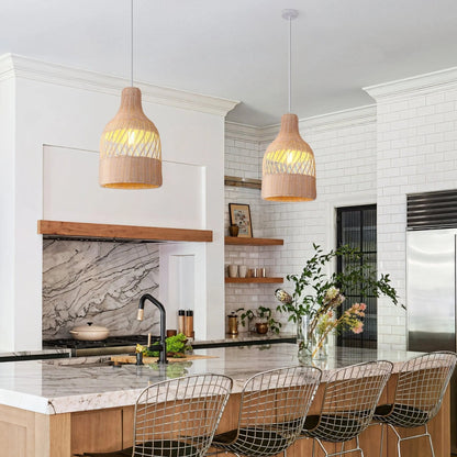 Lightsin Sustainable Handwoven White Rattan Light Fixture - House Comfort