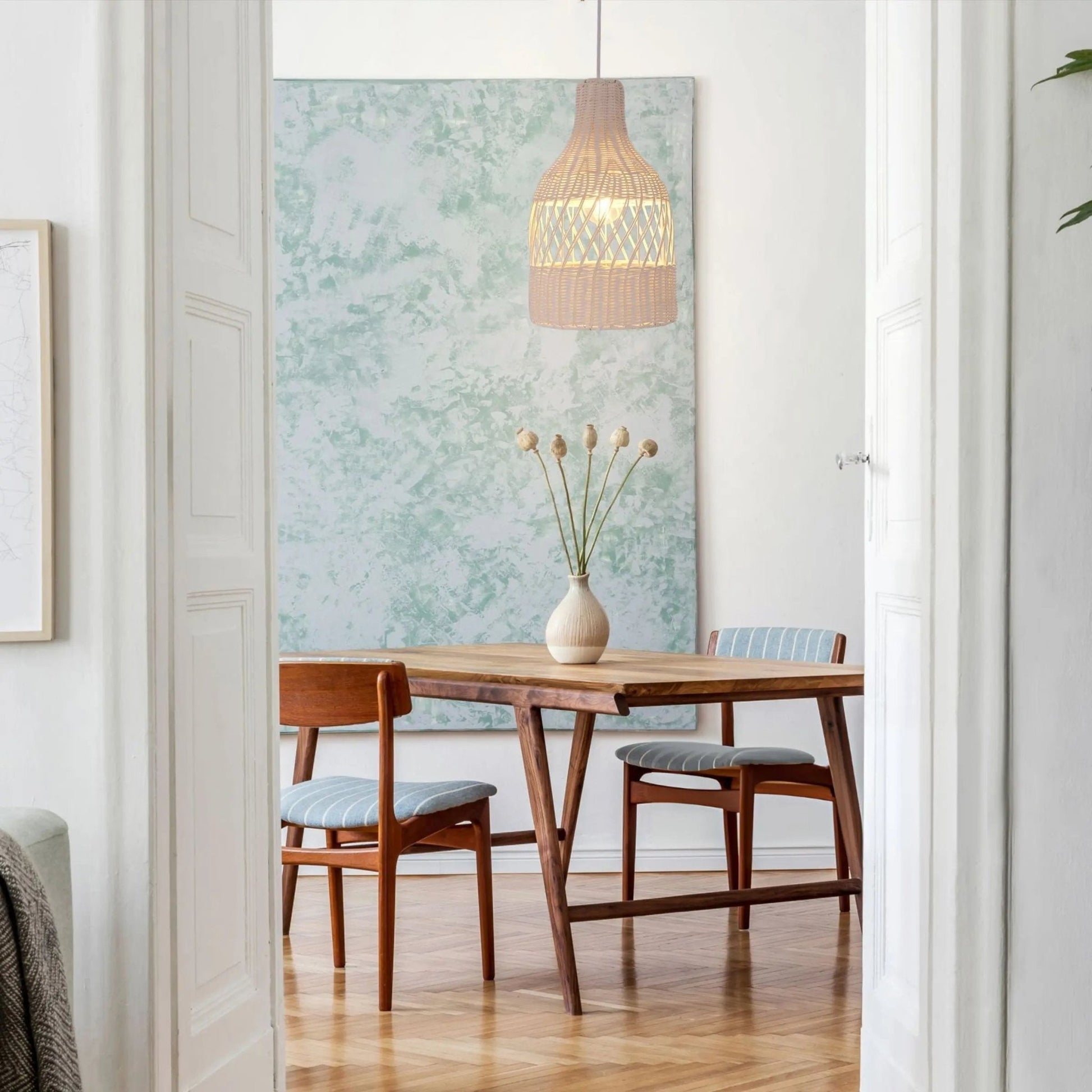 Lightsin Sustainable Handwoven White Rattan Light Fixture - House Comfort