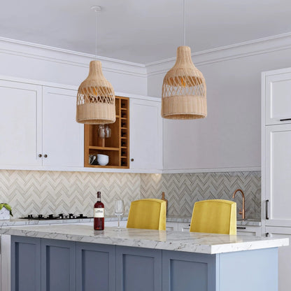 Lightsin Sustainable Handwoven White Rattan Light Fixture - House Comfort