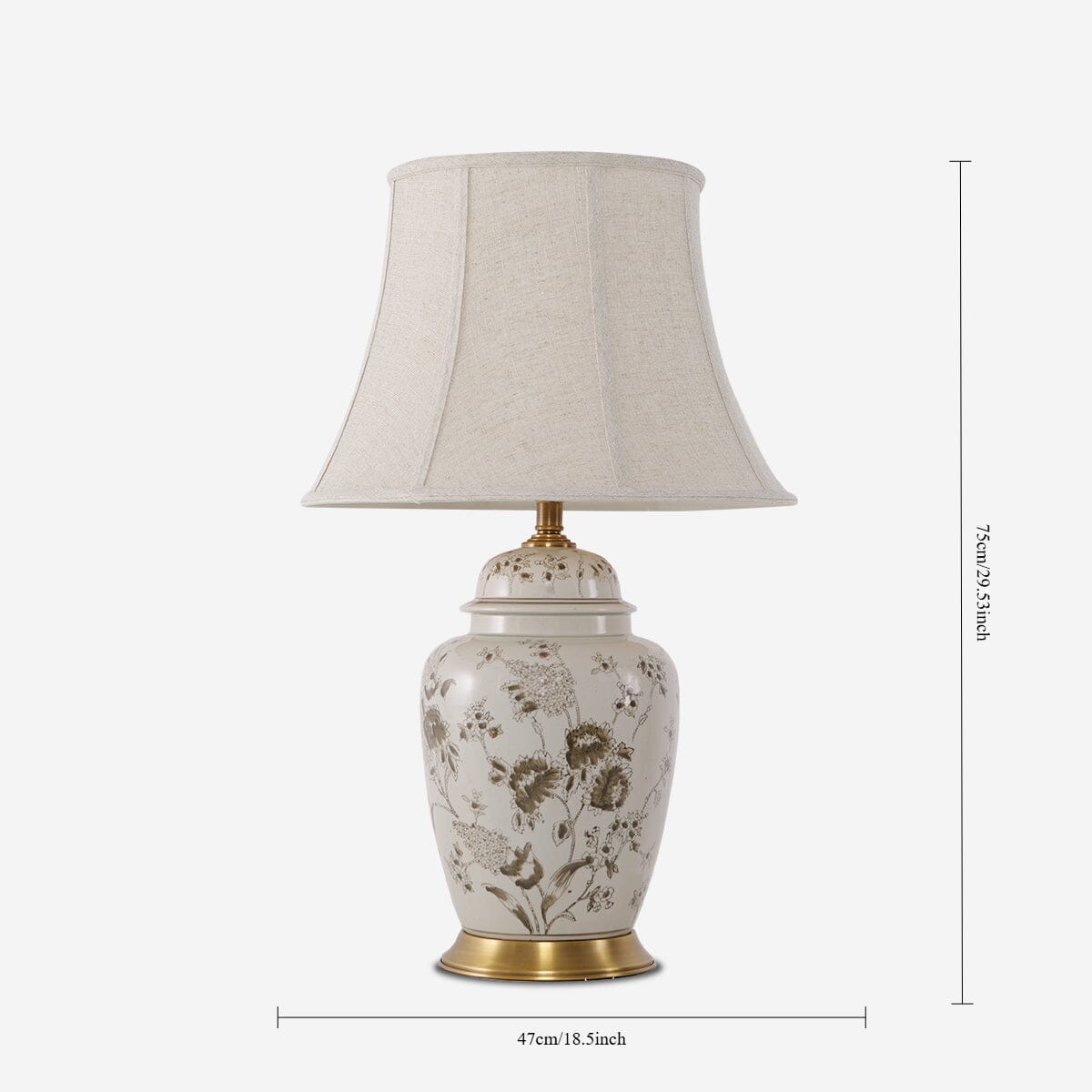 Lightsin Table Lamp Ceramic and Copper Chrysanthemum Design with Fabric Shade - House Comfort