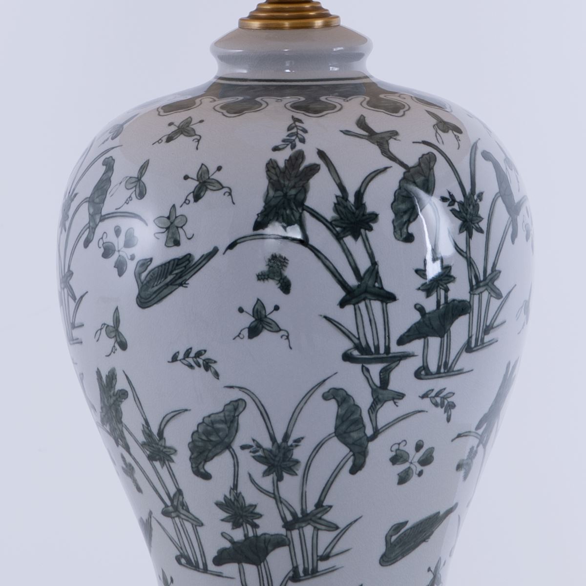 Lightsin Table Lamp Ceramic with Hand - Painted Lotus Pond Design - House Comfort