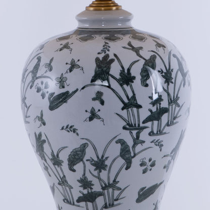 Lightsin Table Lamp Ceramic with Hand - Painted Lotus Pond Design - House Comfort