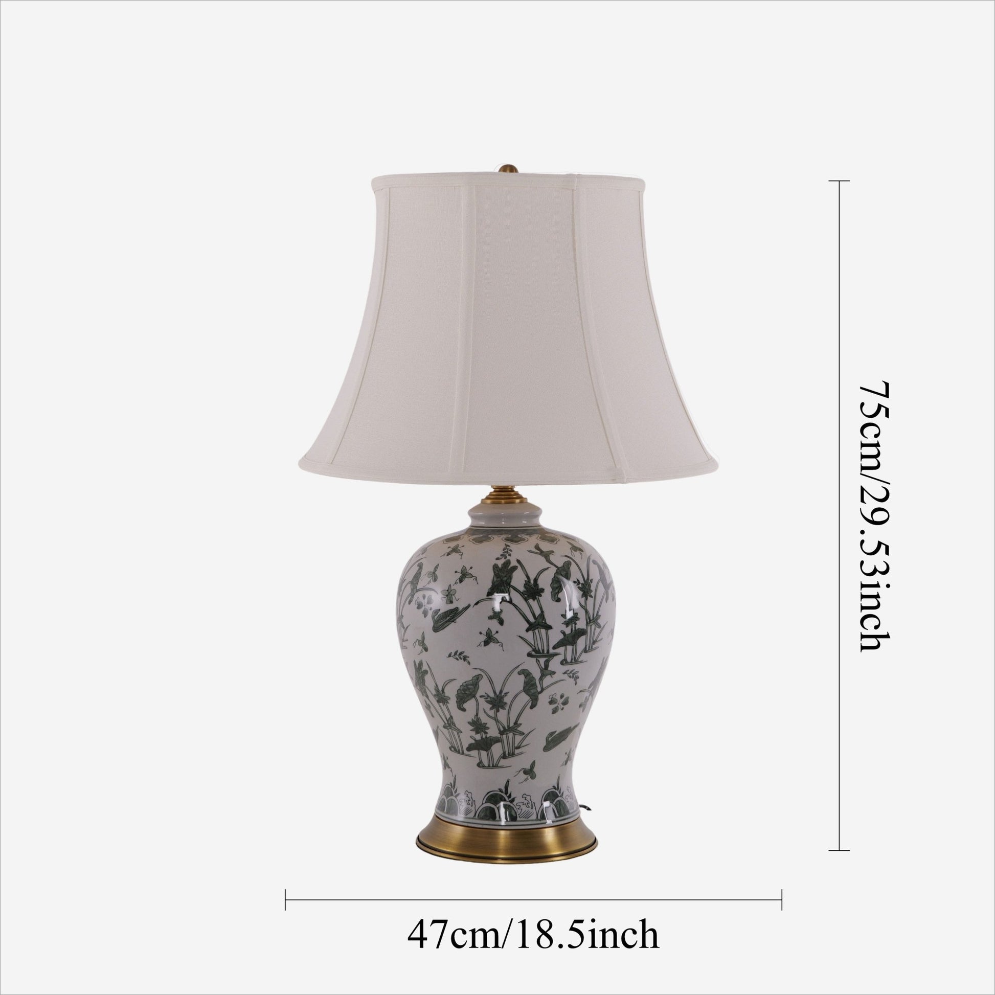 Lightsin Table Lamp Ceramic with Hand - Painted Lotus Pond Design - House Comfort