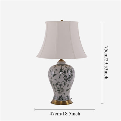 Lightsin Table Lamp Ceramic with Hand - Painted Lotus Pond Design - House Comfort