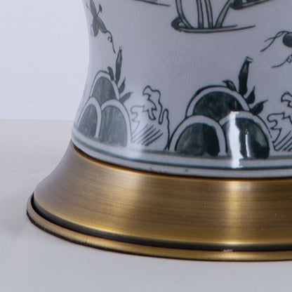 Lightsin Table Lamp Ceramic with Hand - Painted Lotus Pond Design - House Comfort