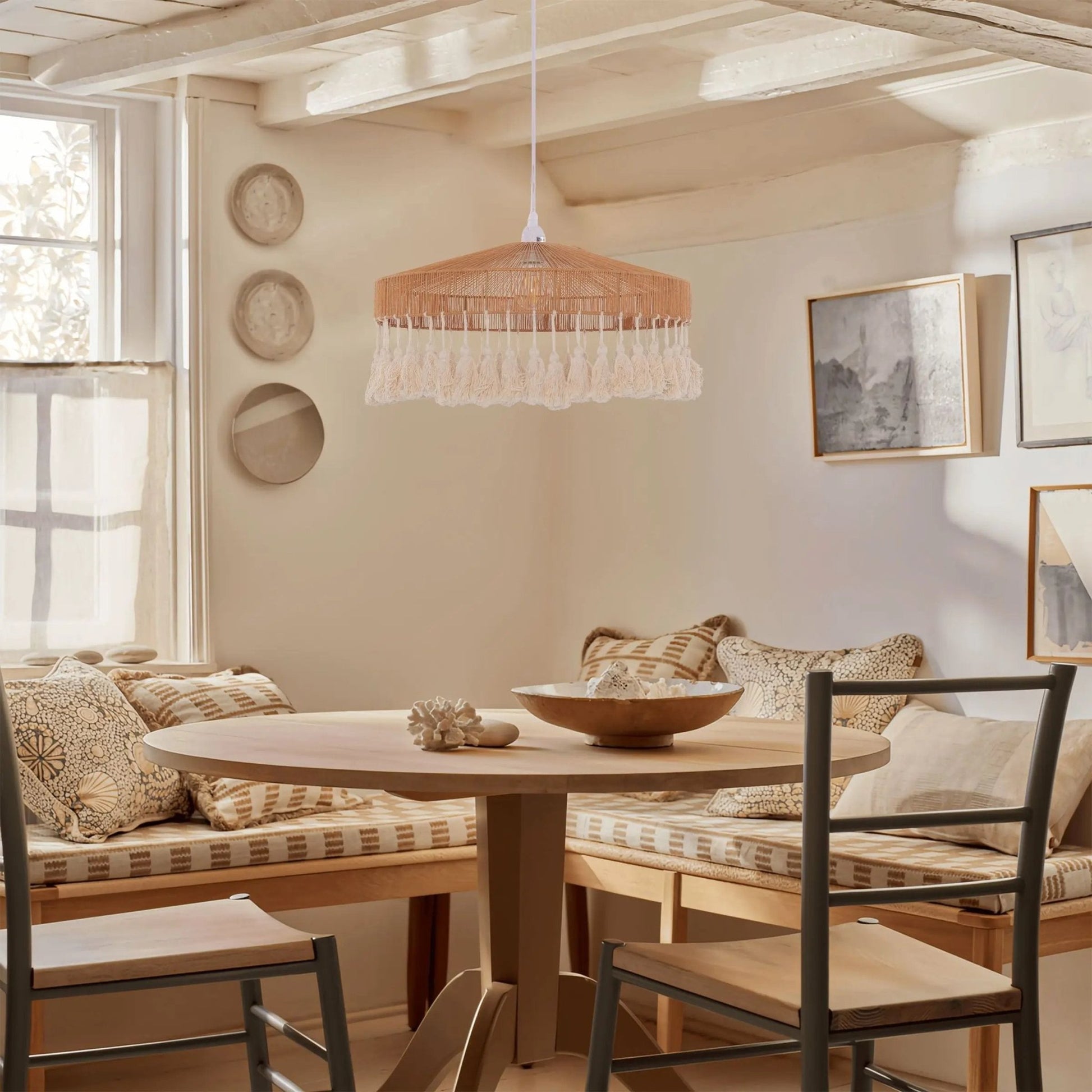 Lightsin Tassel Breeze Woven Pendant Light for Boho Charm and Warmth - House Comfort