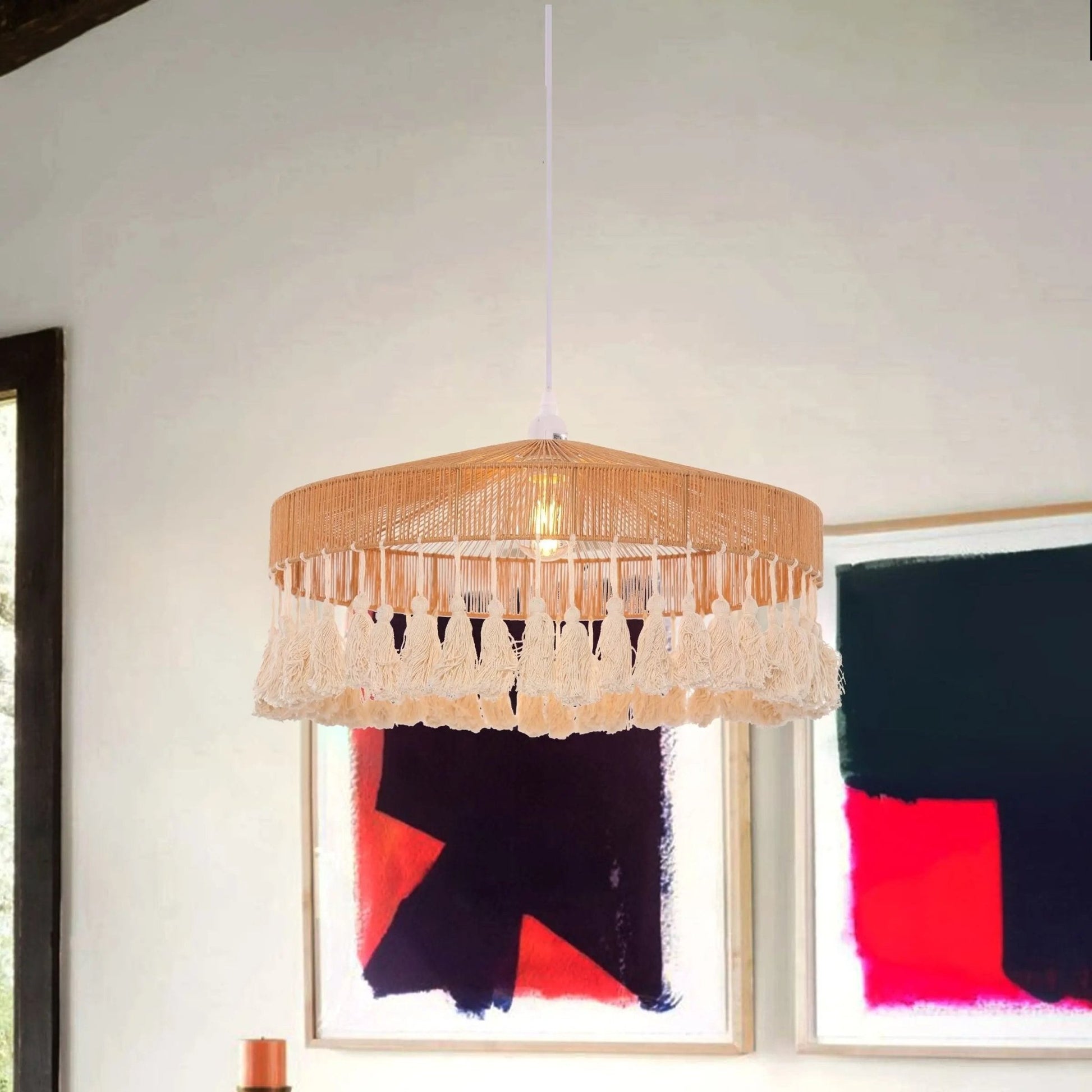Lightsin Tassel Breeze Woven Pendant Light for Boho Charm and Warmth - House Comfort