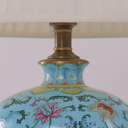 Lightsin Vibrant Ceramic Table Lamps for Living Room – Handcrafted Design with Warm Fabric Shade - House Comfort