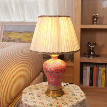 Lightsin Vibrant Ceramic Table Lamps for Living Room – Handcrafted Design with Warm Fabric Shade - House Comfort