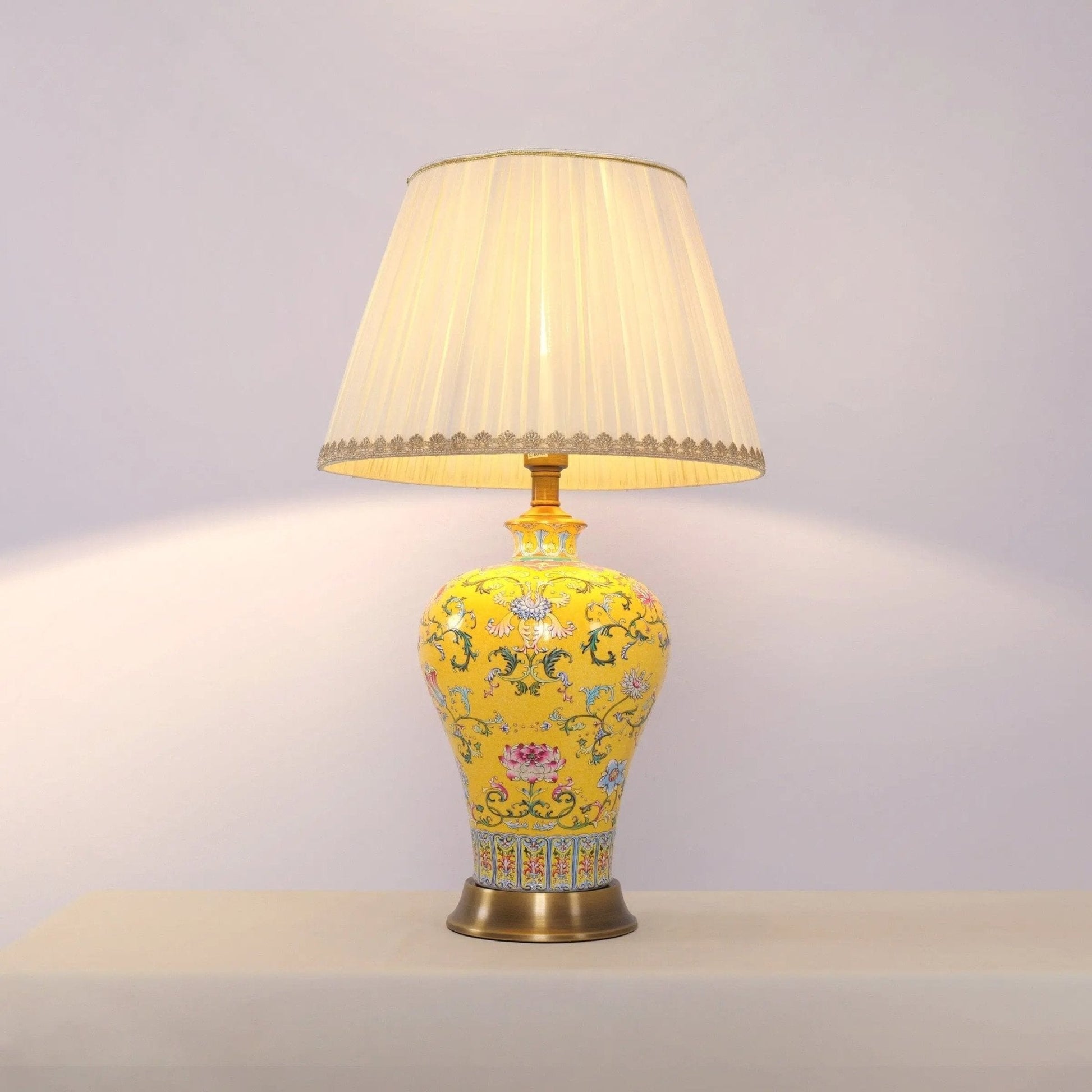 Lightsin Vibrant Ceramic Table Lamps for Living Room – Handcrafted Design with Warm Fabric Shade - House Comfort