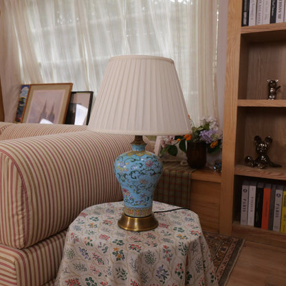 Lightsin Vibrant Ceramic Table Lamps for Living Room – Handcrafted Design with Warm Fabric Shade - House Comfort