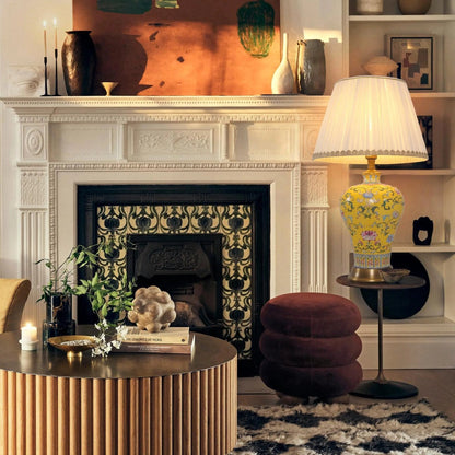 Lightsin Vibrant Ceramic Table Lamps for Living Room – Handcrafted Design with Warm Fabric Shade - House Comfort