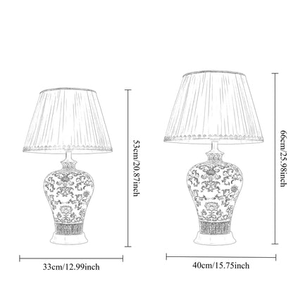 Lightsin Vibrant Ceramic Table Lamps for Living Room – Handcrafted Design with Warm Fabric Shade - House Comfort