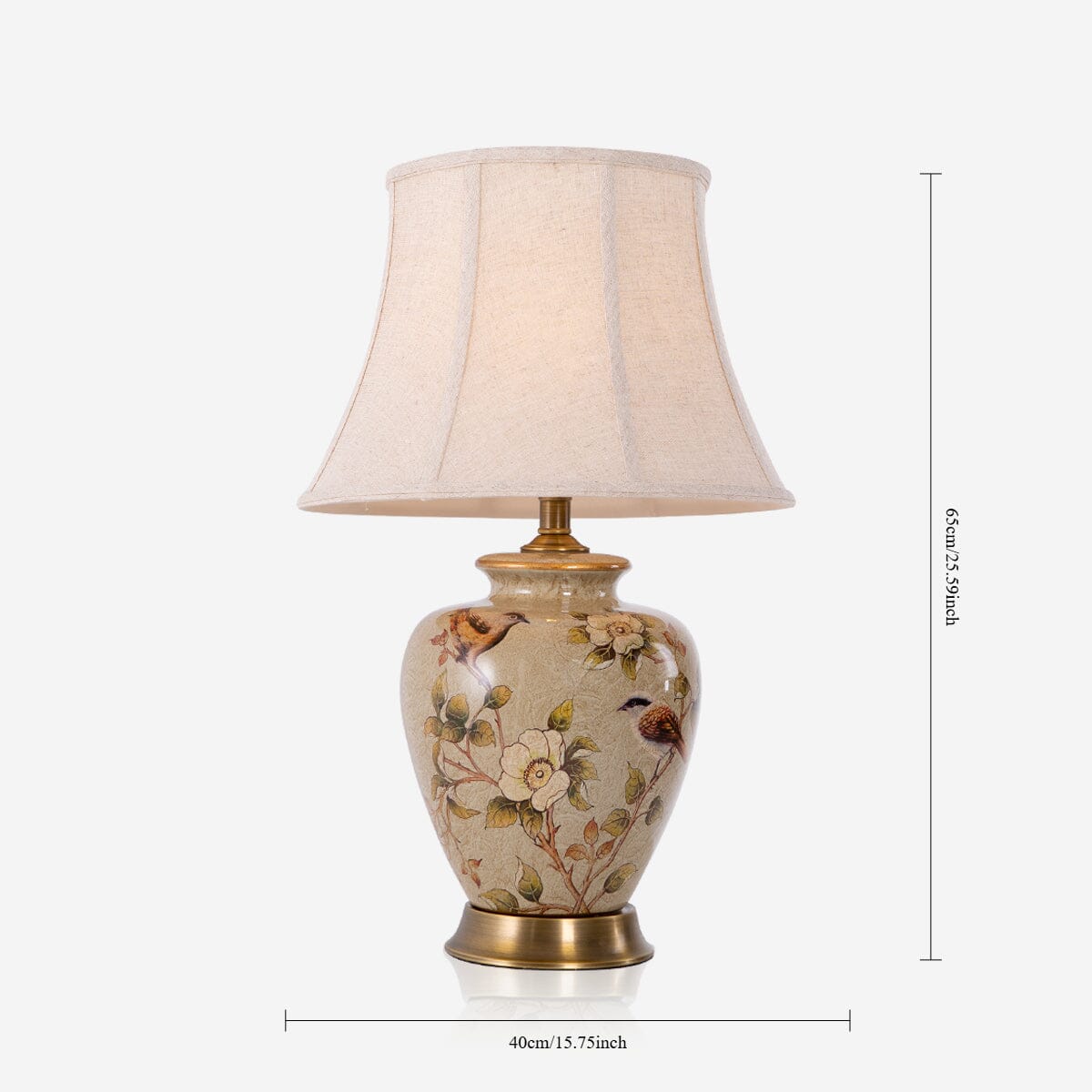 Lightsin Vintage Ceramic Bird - Pattern Table Lamp with Fabric Shade - House Comfort