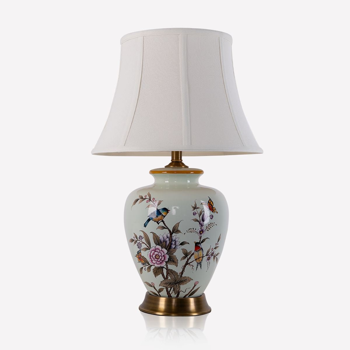 Lightsin Vintage Ceramic Floral Table Lamp with Copper Base for Bedside and Table Lighting - House Comfort