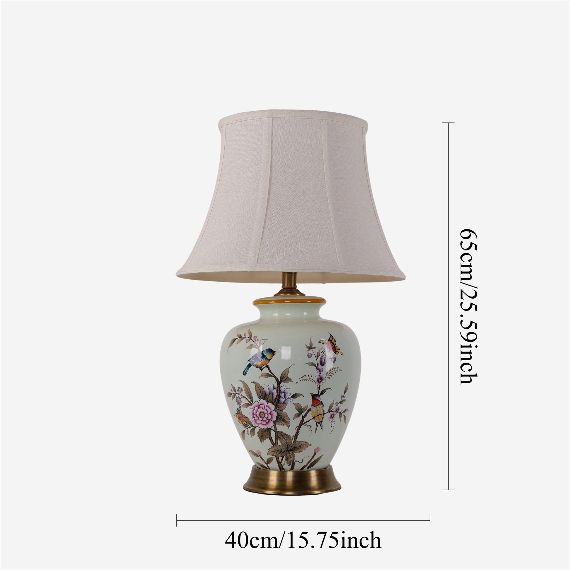 Lightsin Vintage Ceramic Floral Table Lamp with Copper Base for Bedside and Table Lighting - House Comfort