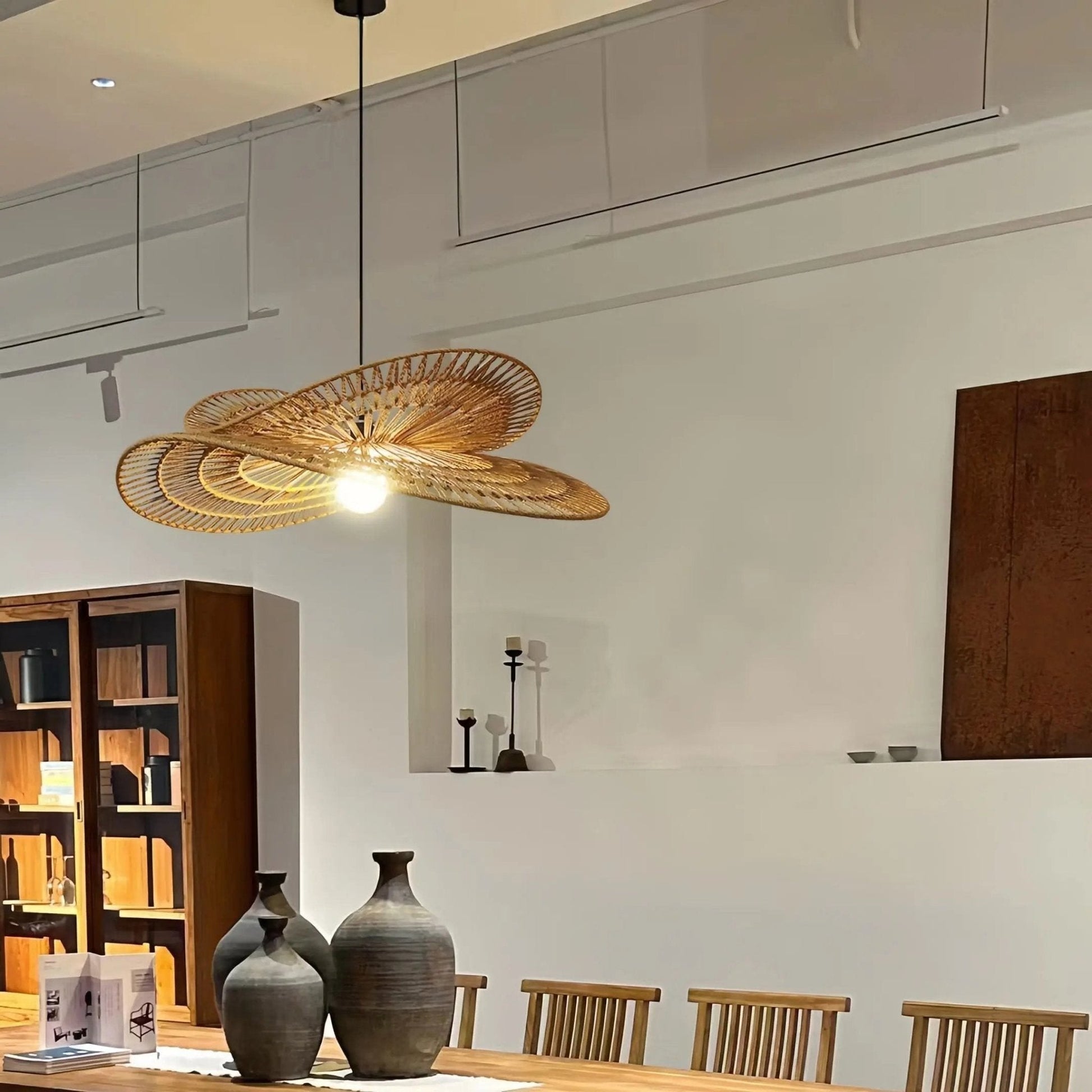 Lightsin Vintage Countryside Rattan Craft Handwoven Creative Pendant Light Fixtures - House Comfort