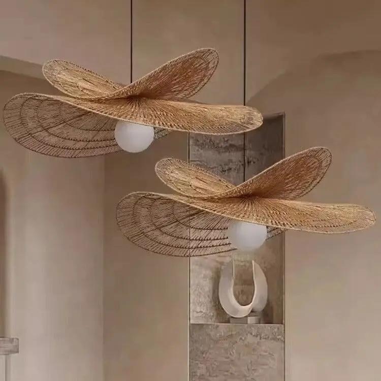 Lightsin Vintage Countryside Rattan Craft Handwoven Creative Pendant Light Fixtures - House Comfort