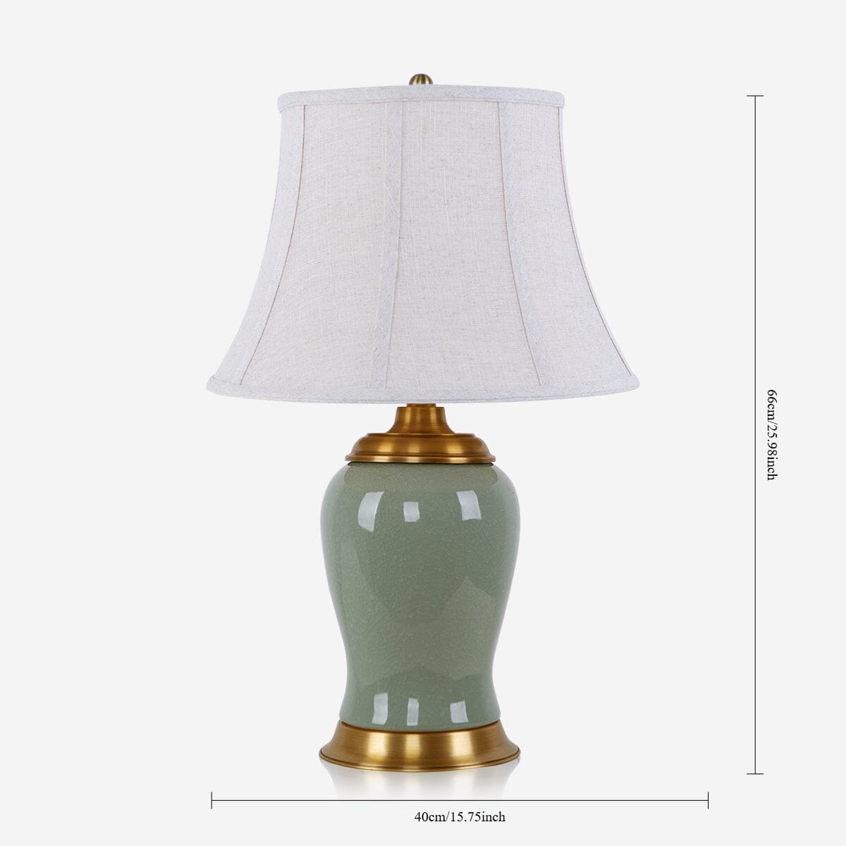 Lightsin Vintage Green Crackle Ceramic Table Lamp with Fabric Shade - House Comfort