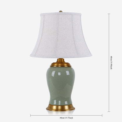 Lightsin Vintage Green Crackle Ceramic Table Lamp with Fabric Shade - House Comfort