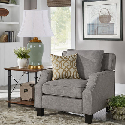 Lightsin Vintage Green Crackle Ceramic Table Lamp with Fabric Shade - House Comfort