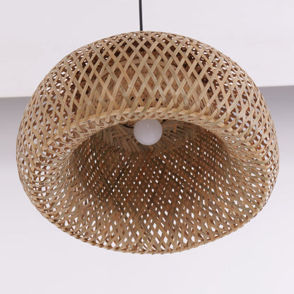 Lightsin Vintage Handwoven Bamboo Dome Pendant Light - House Comfort