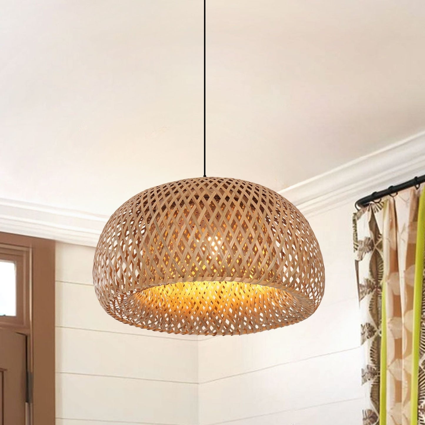 Lightsin Vintage Handwoven Bamboo Dome Pendant Light - House Comfort