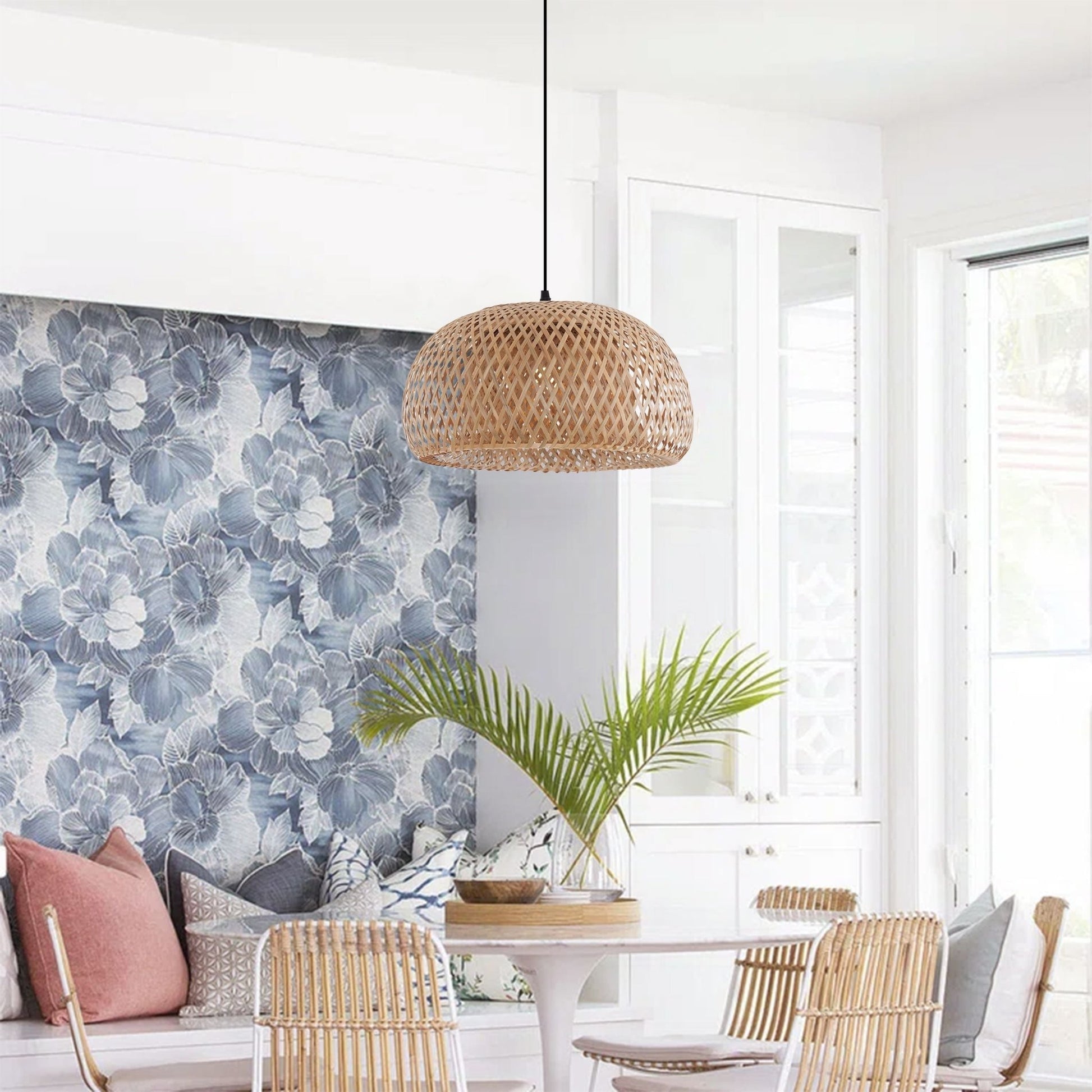 Lightsin Vintage Handwoven Bamboo Dome Pendant Light - House Comfort