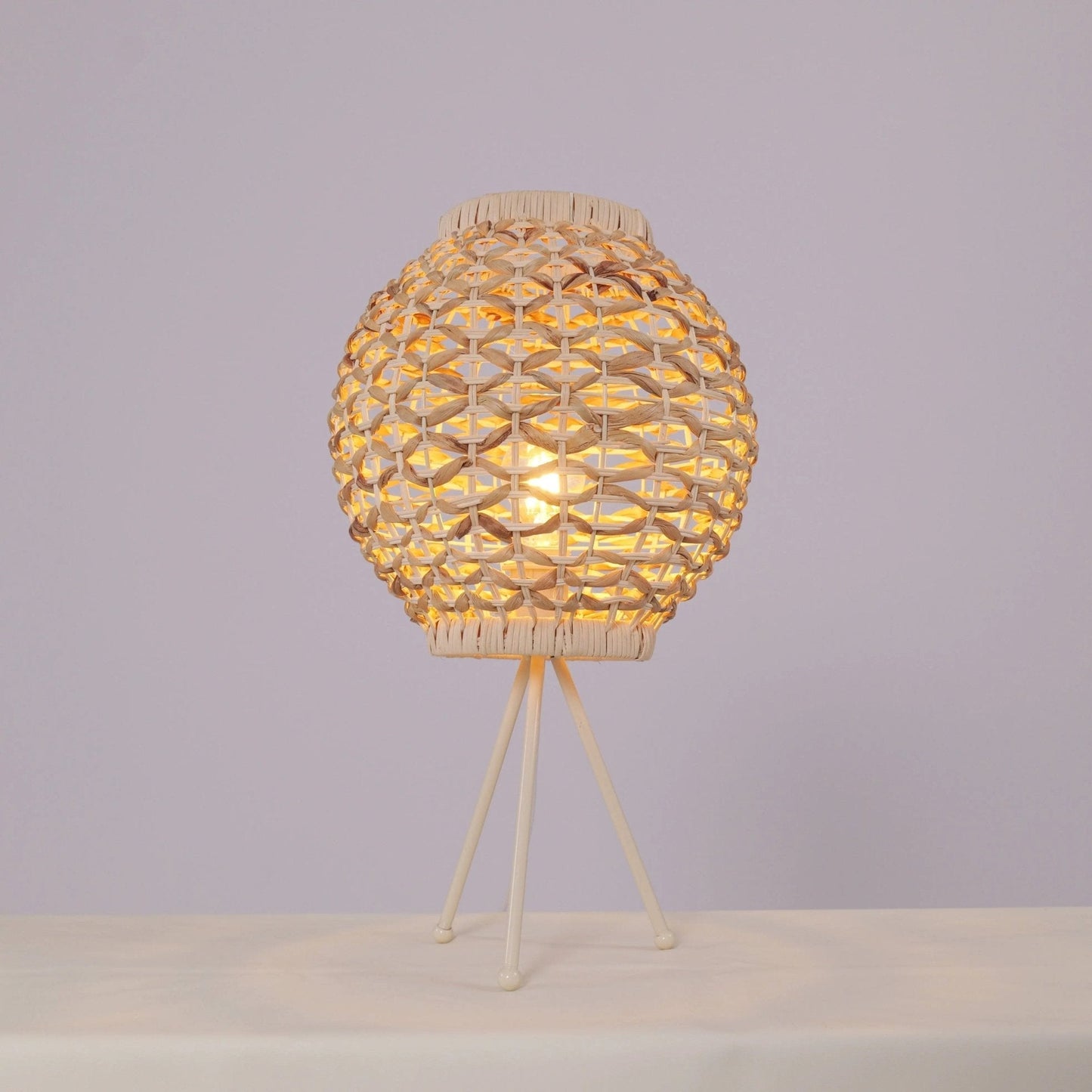 Lightsin Water Hyacinth Rattan Ball - Shaped Woven Table Lamp – Natural Handwoven Lighting for Cozy Spaces - House Comfort