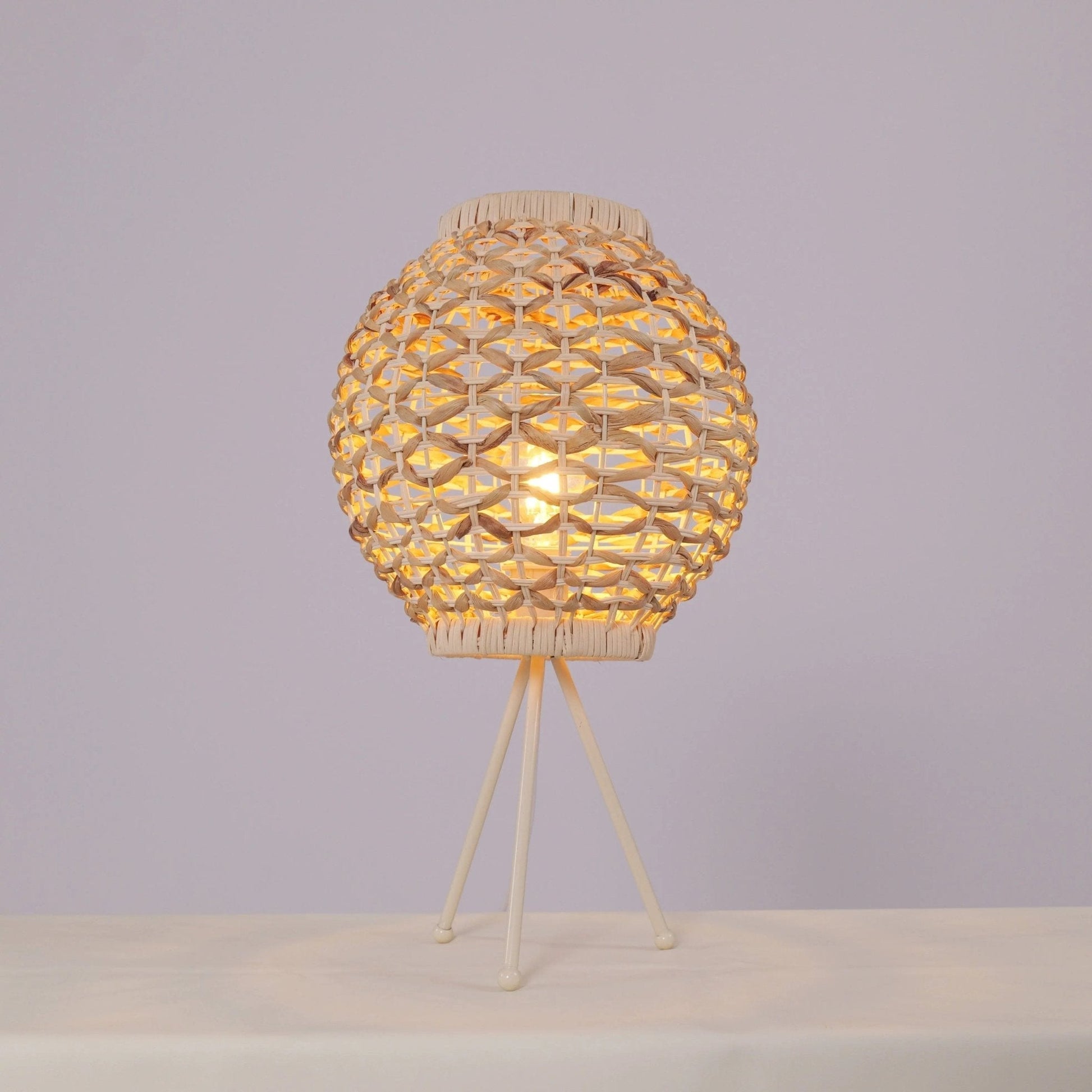Lightsin Water Hyacinth Rattan Ball - Shaped Woven Table Lamp – Natural Handwoven Lighting for Cozy Spaces - House Comfort