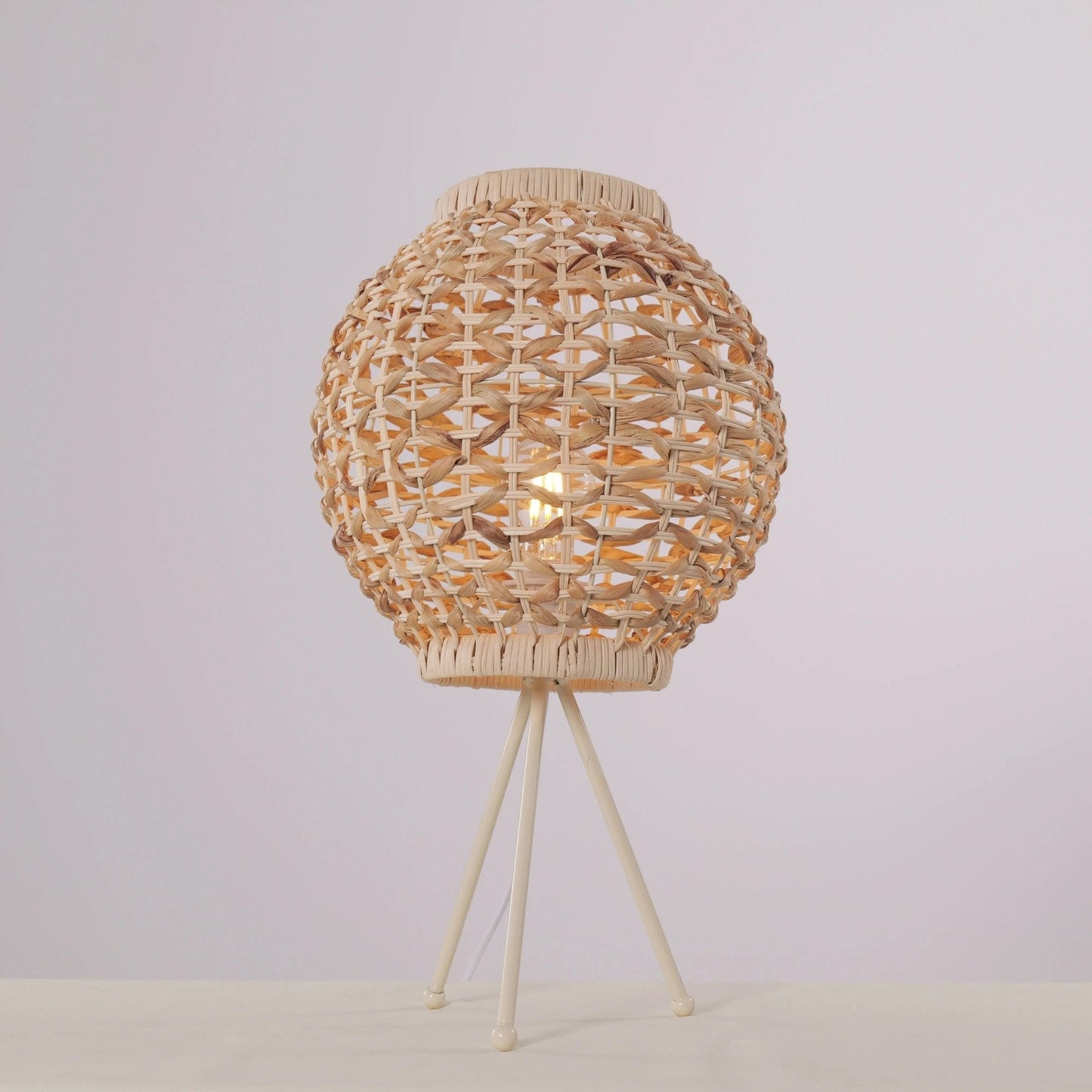 Lightsin Water Hyacinth Rattan Ball - Shaped Woven Table Lamp – Natural Handwoven Lighting for Cozy Spaces - House Comfort