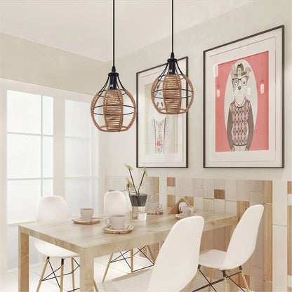 Lightsin Woven Paper Rope Pendant Light for Cozy Elegance and Timeless Charm - House Comfort