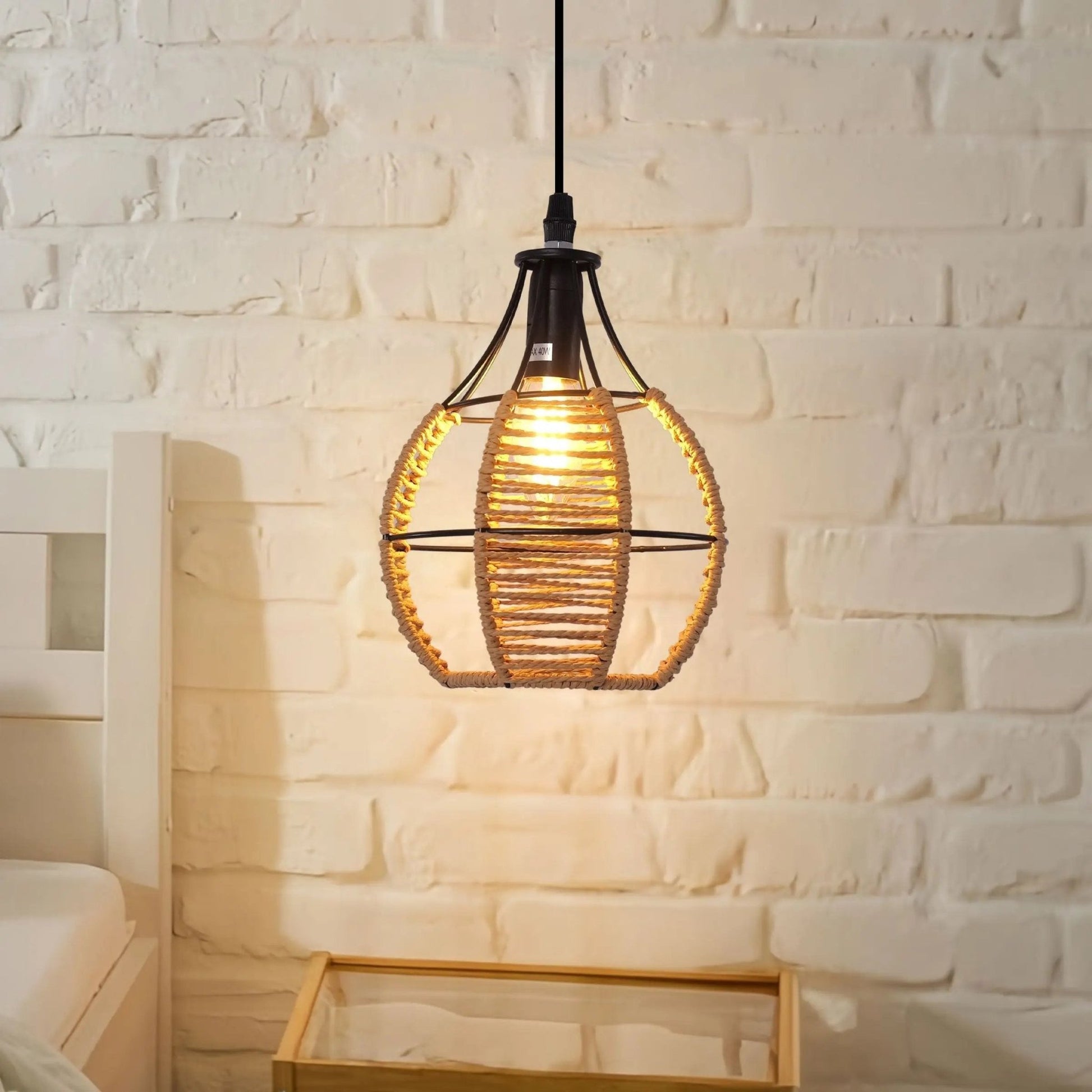 Lightsin Woven Paper Rope Pendant Light for Cozy Elegance and Timeless Charm - House Comfort