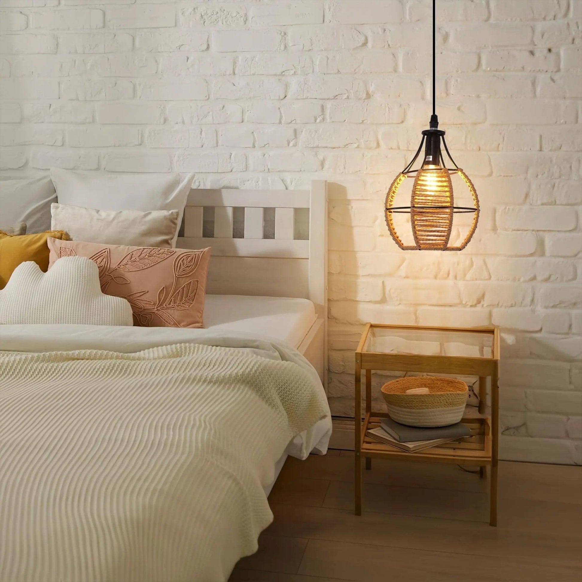 Lightsin Woven Paper Rope Pendant Light for Cozy Elegance and Timeless Charm - House Comfort