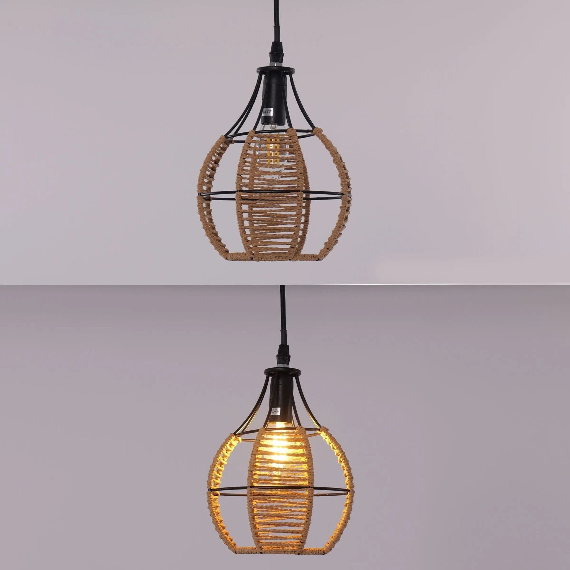 Lightsin Woven Paper Rope Pendant Light for Cozy Elegance and Timeless Charm - House Comfort