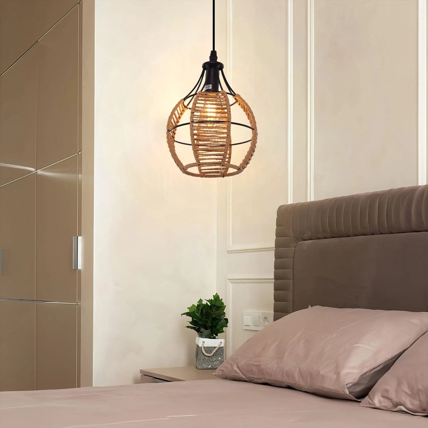 Lightsin Woven Paper Rope Pendant Light for Cozy Elegance and Timeless Charm - House Comfort
