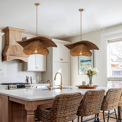 Lightsin Woven Rattan and Iron Pendant Light – Organic Ceiling Pendant Light for Dining Room, Living Room, and Modern Rustic Interiors - House Comfort