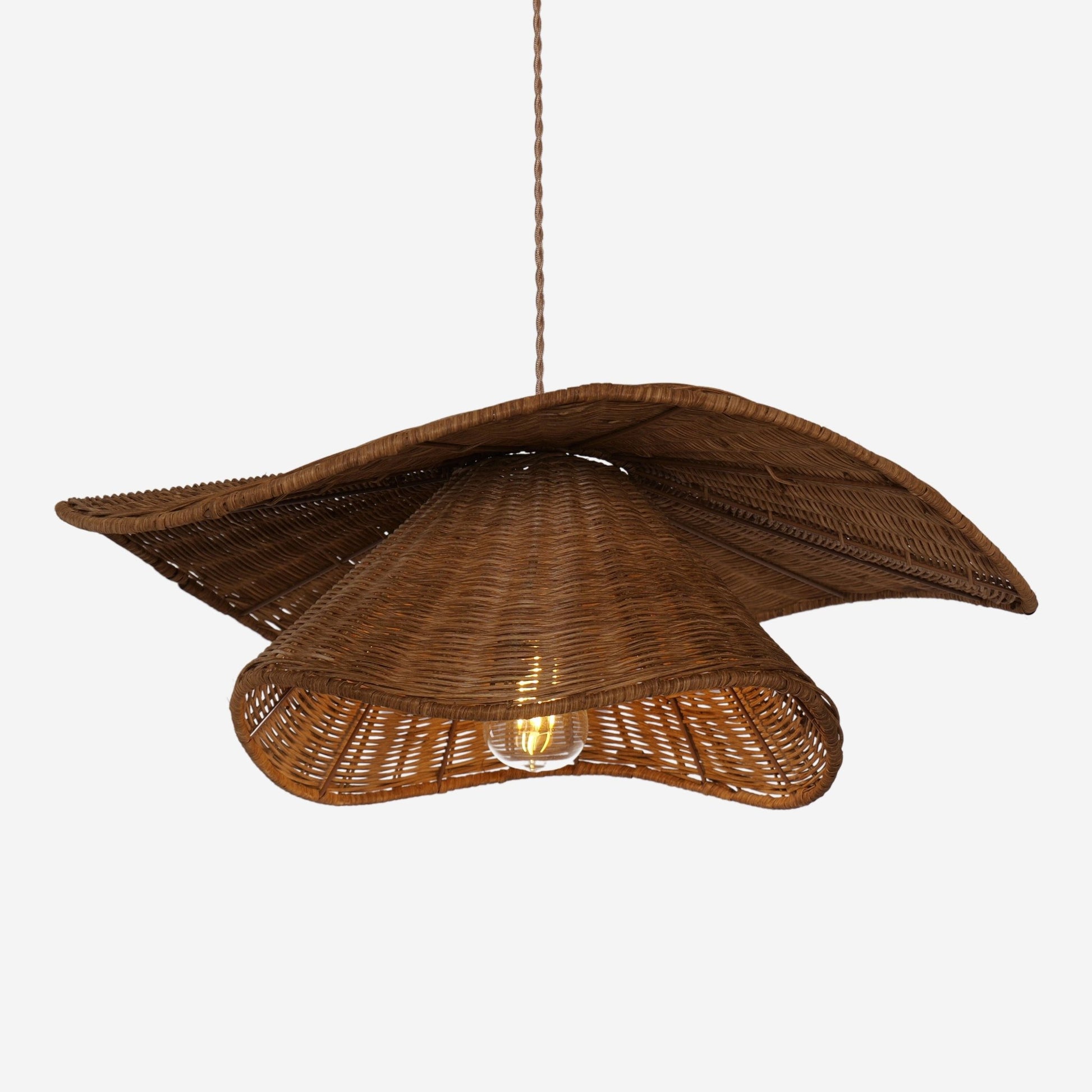 Lightsin Woven Rattan and Iron Pendant Light – Organic Ceiling Pendant Light for Dining Room, Living Room, and Modern Rustic Interiors - House Comfort