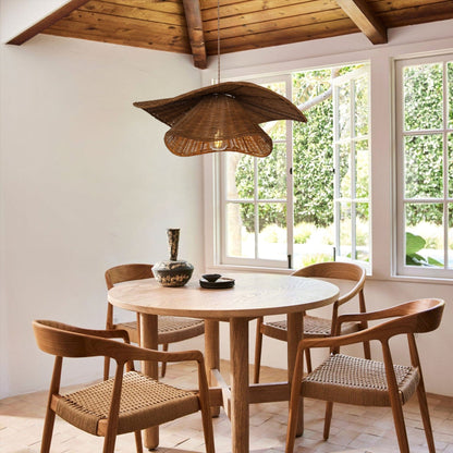 Lightsin Woven Rattan and Iron Pendant Light – Organic Ceiling Pendant Light for Dining Room, Living Room, and Modern Rustic Interiors - House Comfort