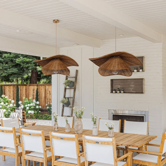 Lightsin Woven Rattan and Iron Pendant Light – Organic Ceiling Pendant Light for Dining Room, Living Room, and Modern Rustic Interiors - House Comfort